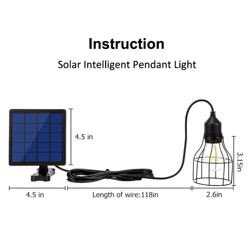 Ousam Led أضواء شمسية LED أوصام خارجية من الغسق حتى الفجر مع كابل تمديد بطول 9.8 قدم مصباح معلق يعمل بالطاقة الشمسية مقاوم للماء للاستخدام الداخلي، حظيرة الدجاج، الشرفة، الجازبو (أبيض دافئ) - Image 3